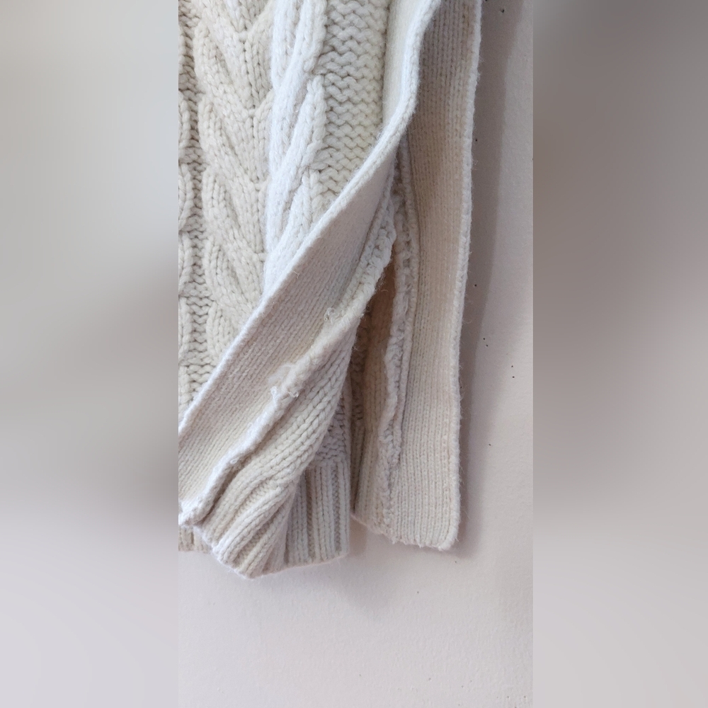 Zara Chunky Cable Knit Turtleneck Vest with Side Slits  Winter-White - Picture 3 of 6
